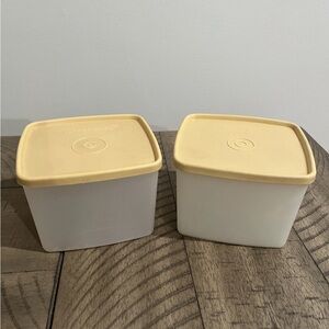 Vintage (2) Tupperware Modular Mates Containers #312 & Almond Seal Lids #310